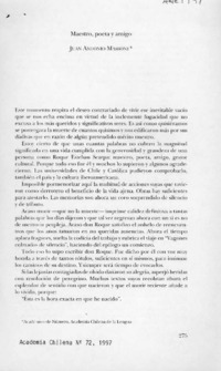 Maestro, poeta y amigo  [artículo] Juan Antonio Massone.