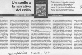 Un asedio a la narrativa del exilio  [artículo] Milton Aguilar.