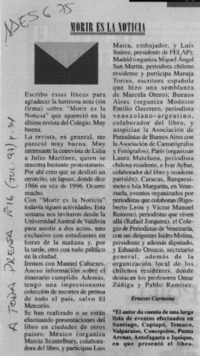 Morir es la noticia  [artículo] Ernesto Carmona.