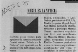 Morir es la noticia  [artículo] Ernesto Carmona.