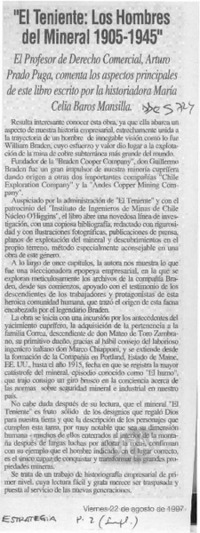 "El Teniente, los hombres del mineral 1905-1945"  [artículo].