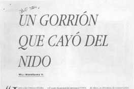 Un gorrión que cayó del nido  [artículo] Mili Rodríguez V.