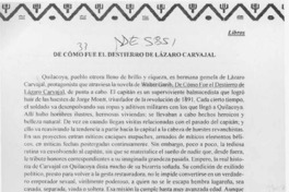 De cómo fue el destierro de Lázaro Carvajal  [artículo] Efraín Szmulewicz.