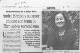 André Breton y su amor chileno son tema de libro sobre surrealismo  [artículo] Alejandra Gajardo.