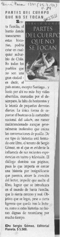 Partes del cuerpo que no se tocan