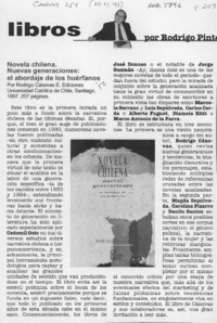 Novela chilena. Nuevas generaciones  [artículo] Rodrigo Pinto.