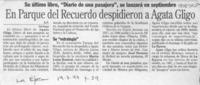 En Parque del Recuerdo despidieron a Agata Gligo  [artículo] X. P.