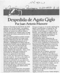 Despedida de Agata Gligo  [artículo] Juan Antonio Massone.