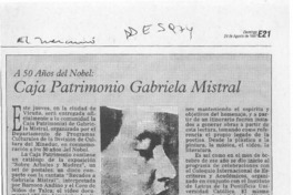Caja patrimonio Gabriela Mistral  [artículo].