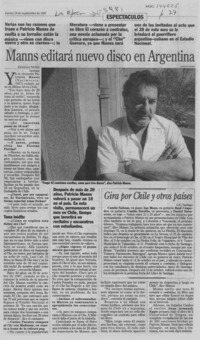 Manns editará nuevo disco en Argentina