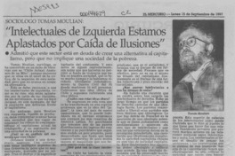 "Intelectuales de izquierda estamos aplastados por caída de ilusiones" (entrevista)