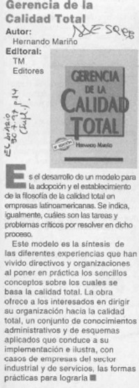 Gerencia de la calidad total  [artículo].