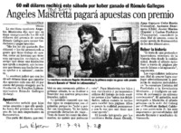 Angeles Mastretta pagará apuestas con premio  [artículo].
