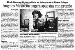 Angeles Mastretta pagará apuestas con premio  [artículo].