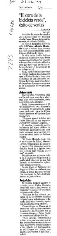 "El Cura de la camioneta verde", éxito de ventas  [artículo].