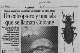 Un coleóptero y una isla que se llaman Coloane  [artículo].