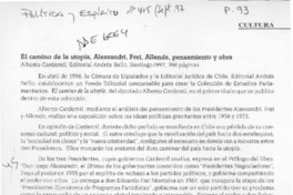 El camino de la utopía, Alessandri, Frei, Allende, pensamiento y obra  [artículo] ESB.