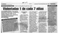 Violentadas 1 de cada 7 niñas  [artículo] Carmen Eugenia Bravo.