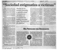 "Sociedad estigmatiza a víctimas"  [artículo].