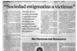 "Sociedad estigmatiza a víctimas"  [artículo].