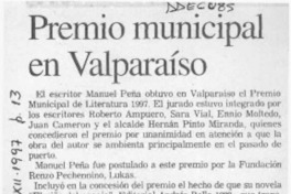 Premio Municipal en Valparaíso  [artículo].