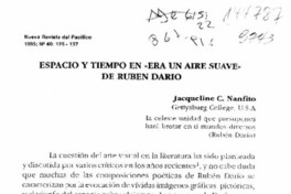 Espacio y tiempo en "Era un aire suve" de Rubén Darío  [artículo] Jacqueline C. Nanfito.