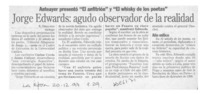 Jorge Edwards, agudo observador de la realidad  [artículo] E. Orellana.