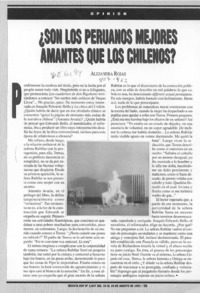 Son los peruanos mejores amantes que los chilenos?  [artículo] Alejandra Rojas.