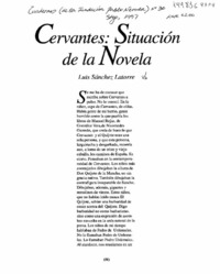 Cervantes: situación de la novela  [artículo] Luis Sánchez Latorre.