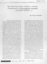 De cómo los textos vuelan y vuelan, comentario a Cien pájaros volando de Jaime Collyer  [artículo] Angel Villalobos.