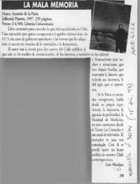 La mala memoria  [artículo] Luis Moulian.