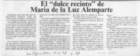 El "dulce recinto" de María de la Luz Alemparte  [artículo] L. C.
