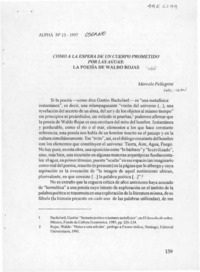Como a la espera de un cuerpo prometido por las aguas, la poesía de Waldo Rojas  [artículo] Marcelo Pellegrini.