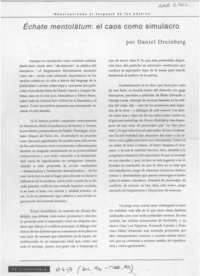 Echate mentolátum, el caos como simulacro   Daniel Dreinberg.