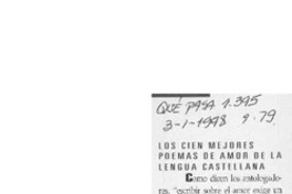 Los Cien mejores poemas de amor en lengua castellana  [artículo].