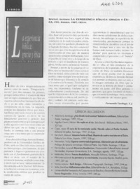La experiencia bíblica, gracia y ética  [artículo] Fernando Verdugo S. J.