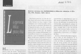 La experiencia bíblica, gracia y ética  [artículo] Fernando Verdugo S. J.