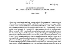 Gramáticas y códigos, Bello y su gestión superestructural en Chile  [artículo] Jaime Concha.