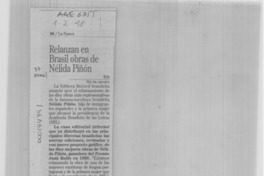 Relanzan en Brasil obras de Nélida Pinón