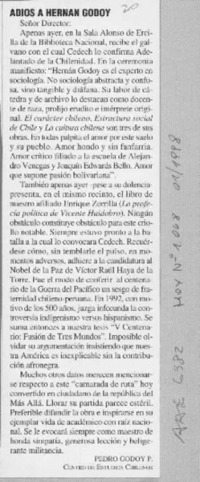 Adios a Hernán Godoy  [artículo] Pedro Godoy P.