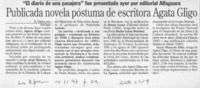 Publicada novela póstuma de escritora Agata Gligo  [artículo] E. Orellana.