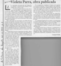 Violeta Parra, obra publicada  [artículo] Carmen Oviedo.