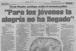 "Para los jóvenes la alegría no ha llegado"  [artículo] Carolina Rousseau.