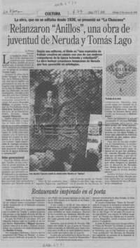 Relanzaron "Anillos", una obra de juventud de Neruda y Tomás Lago
