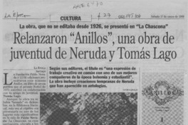 Relanzaron "Anillos", una obra de juventud de Neruda y Tomás Lago