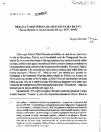 Neruda y nosotros los adolescentes de 1973