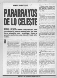 Pararrayos de lo celeste  [artículo] Valeria de los Ríos.