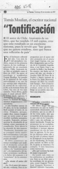 "Tontificación de Chile no es general"  [artículo] Andrés Gómez B.