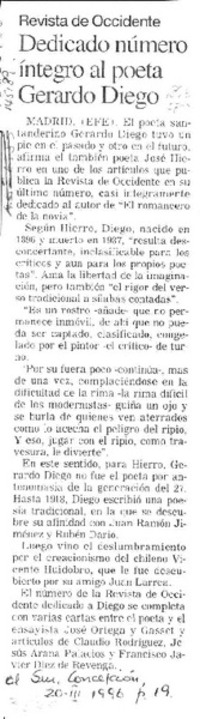 Dedicado número íntegro al poeta Gerardo Diego  [artículo].