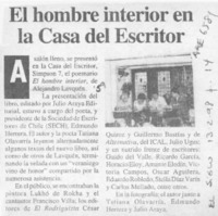 El Hombre interior en la Casa del Escritor  [artículo].